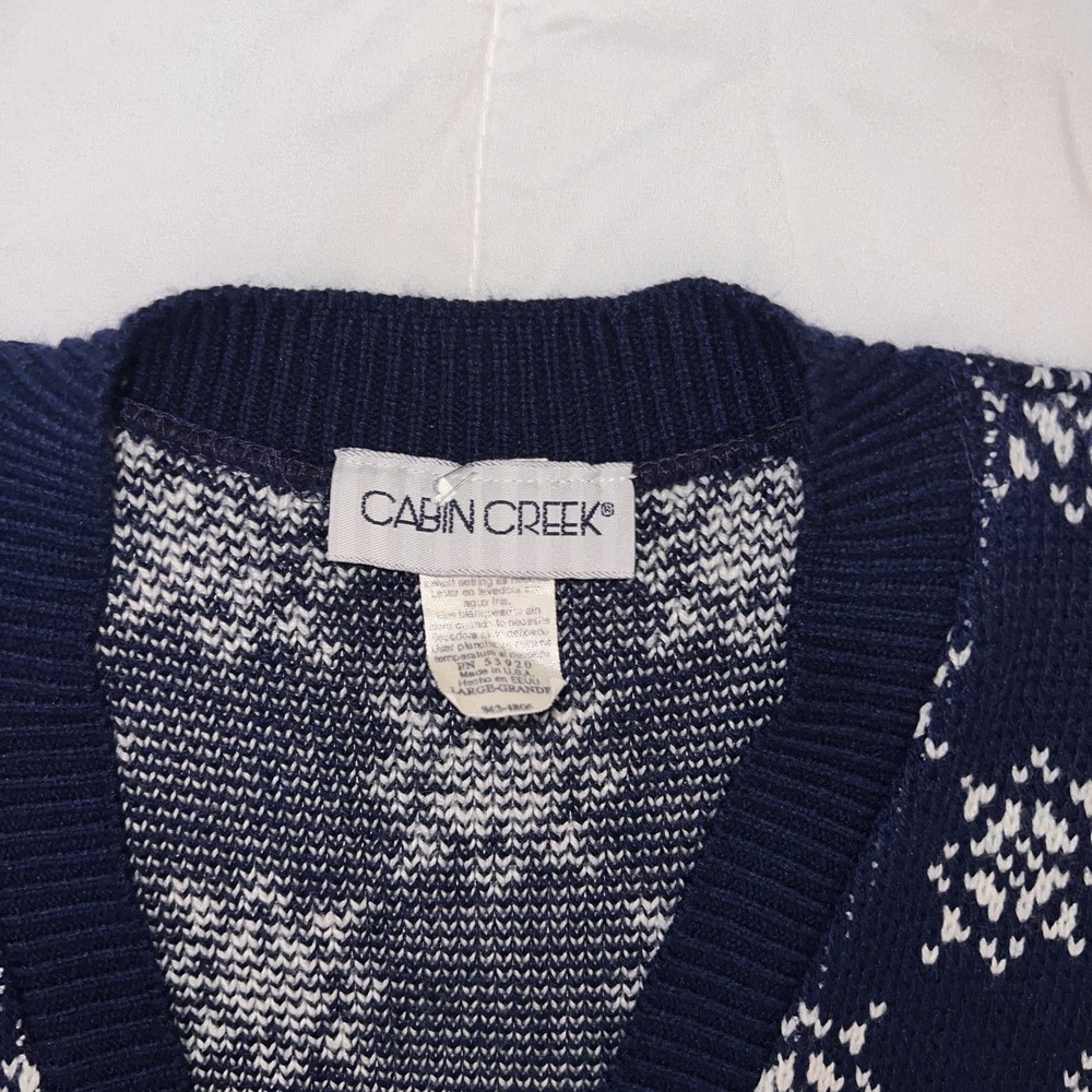 Vintage Cabin Creek 80s Blue Christmas Snowman Sweater Vest Size Large - Picture 3 of 5